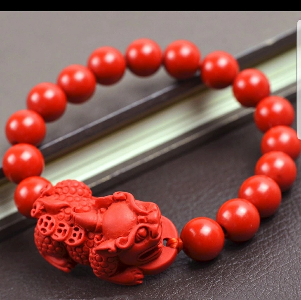 Lucky & Brave Cinnabar Stone Bead Bracelet